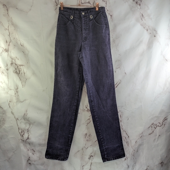 Vintage Western Jeans Womens 26 X 35 Purple High Rise Denim Roper Concho Tall - Picture 1 of 12